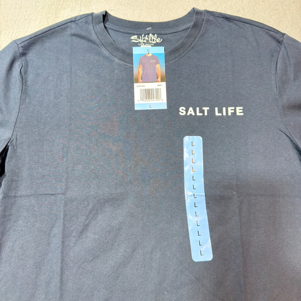 Salt Life T-Shirt Men Large Navy Blue Short Sleeve Graphic Sailfish SLM11498 NEW
